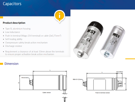 CA40MFD-L440 440v 40MFD Capacitor Stud Fixung F Lead on Sale