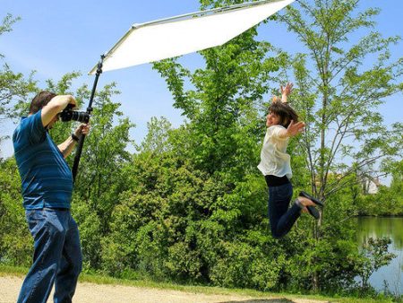 Fotodiox Pro Studio Solutions 122cm x 122cm (4ft x 4ft) Sun Scrim - Collapsible Frame Diffusion & Silver White Reflector Kit with Boom Handle and Carry Bag on Sale