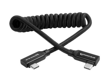 Kondor Blue Coiled 12 to 24  USB-C Right Angle Braided Cable for 8K Data and PD (Black) Online